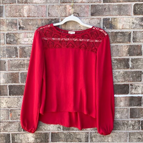 Take 50% OFF- Lily White Red Blouse, Size-M - Picture 1 of 8
